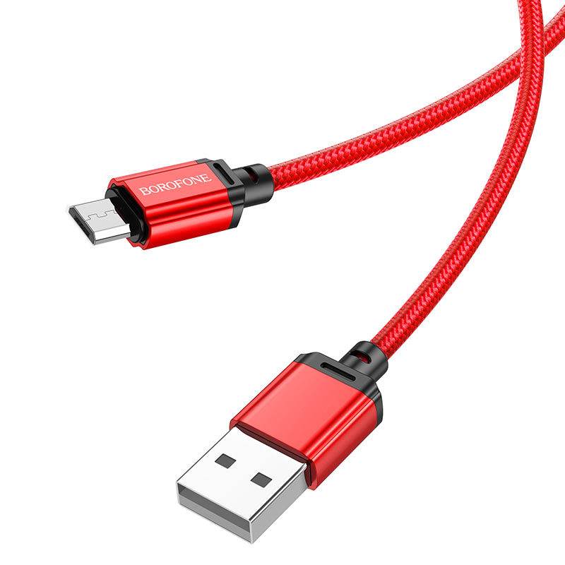 Кабель BOROFONE BX87 USB Micro/ 1m/ 2.4A/ Нейлон/ Red