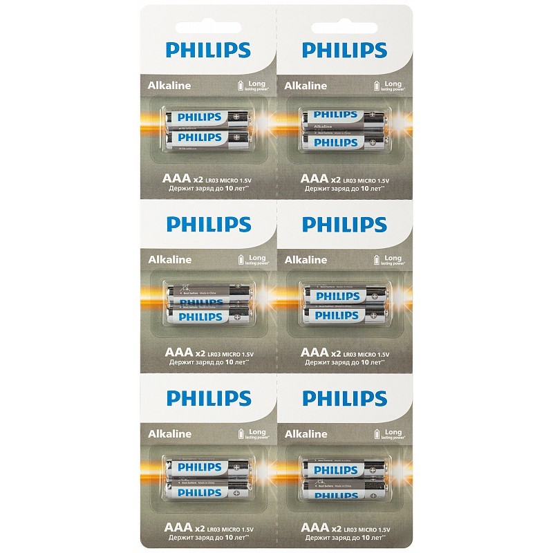 Батарейка Philips LR03 (2x6) BL Entry Alkaline Отрывные (12) (96)