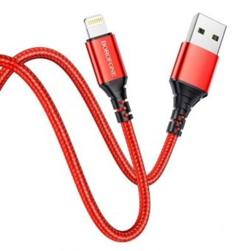 Кабель BOROFONE BX54 USB Lightning/ 1m/ 2.4A/ Нейлон/ Red