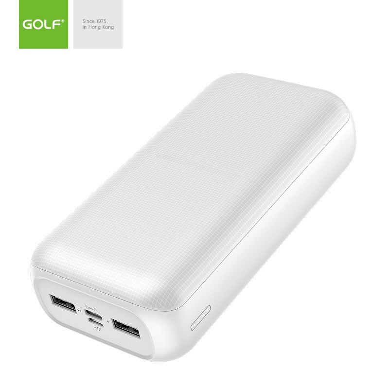 Аккумулятор GOLF G55-C/ Powerbank 30000 mah+Micro usb, Type-C/Out Type-C 2.1A, USB 1 А, White