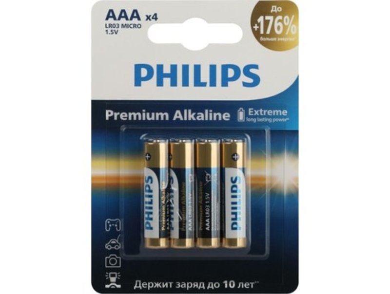 Батарейка Philips LR03/4BL Premium Alkaline (4) (48)