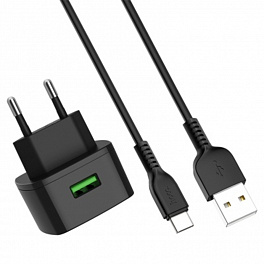 З/У HOCO C70A Сетевое QC 3.0/ 1 USB/ Выход: 18W/ Black