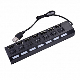 Хаб USB Perfeo 7 Port, (PF-H033 Black) чёрный
