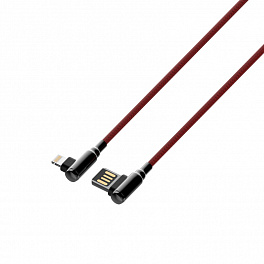 Кабель LDNIO LS421/USB Lightning/1m/2.4A/медь:86 жил/Угловой коннектор/Нейлоновая опл../ Red