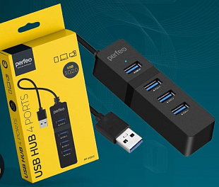 Хаб USB Perfeo 1 Port 3.0+3 Port 2.0 (PF-H041 Black) чёрный