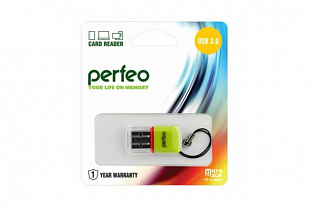 КартРидер Perfeo Micro SD, (PF-VI-R008 Green) зеленый