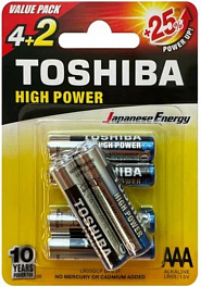 Батарейка Toshiba LR03/(4+2)BL Alkaline (6) (72)