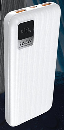 Аккумулятор Perfeo Powerbank WATERFALL 10000 mAh/LED/PD + QC 3.0/Type-C/2 USB/Выход: 5A, White