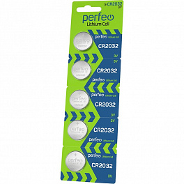 Батарейка Perfeo СR2032 5BL Lithium (5)  (100)