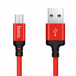 Кабель HOCO X14 USB Micro/ 1m/ 2A/ Нейлон/ Red&Black