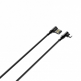 Кабель LDNIO LS422/ USB Micro/ 2m/ 2.4A/ медь: 120 жил/ Угловой коннектор/ Нейлоновая оплетка/ Gray