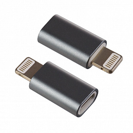 Переходник PERFEO для iPhone, Micro USB розетка - 8 PIN (Lightning), серый (I4314)