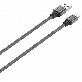 Кабель LDNIO LS441/ USB кабель Type-C/ 1m/ 2.4A/ медь: 86 жил/ Gray