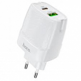 З/У HOCO C85A Сетевое PD + QC 3.0/ 2 USB: Type-C + Type-A/ Выход: 20W + 18W/ White