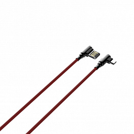 Кабель LDNIO LS421/USB кабель Micro/1m/2.4A/медь:86 жил/Угловой коннектор/Нейлоновая оплетка/Red