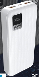 Аккумулятор Perfeo Powerbank WATERFALL 20000 mAh/LED/PD + QC 3.0/Type-C/2 USB/Выход: 5A, White